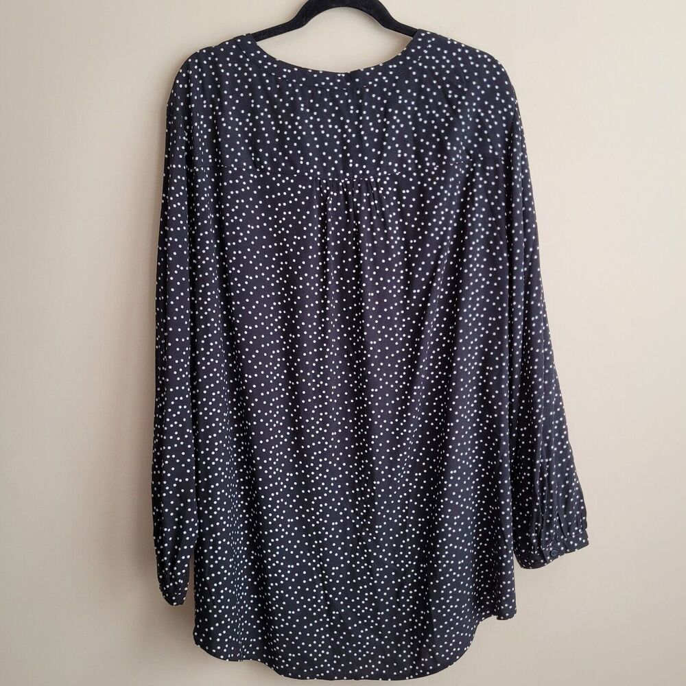 Ellos Womens Blouse Plus Size 24 Black White Polka Dots Long Sleeves Classic - Picture 8 of 10